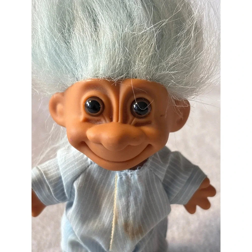 Vintage Troll Doll Blue Pajamas Big Hair Collectible‎ Toy